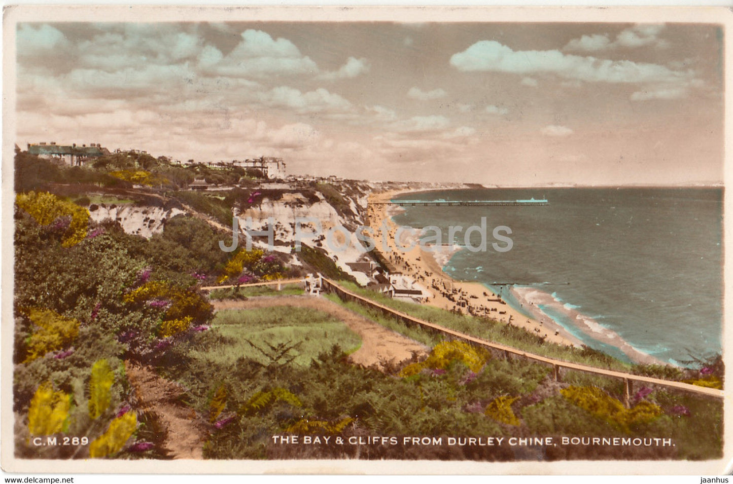 The Bay & Cliffs from Durley Chine - Bournemouth - 289 - old postcard - 1958 - United Kingdom - England - used - JH Postcards