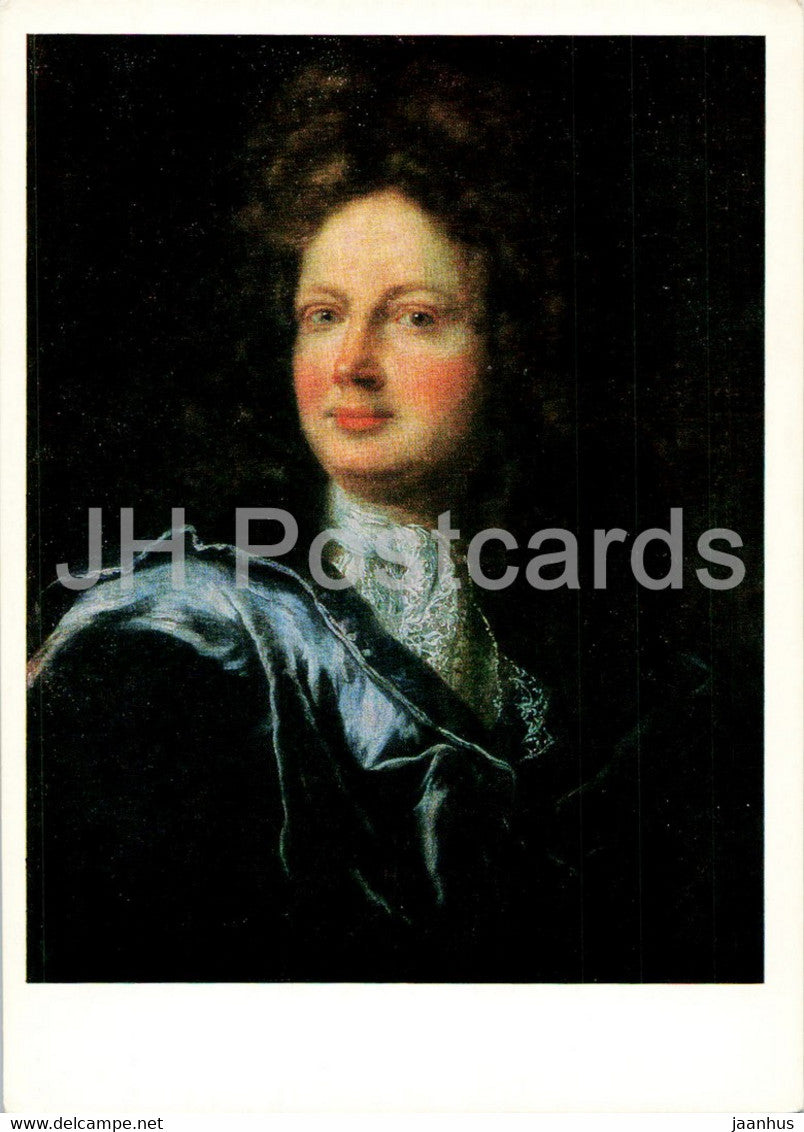 painting by Hyacinthe Rigaud - Portrait of a Man - French art - Russia USSR - unused - JH Postcards