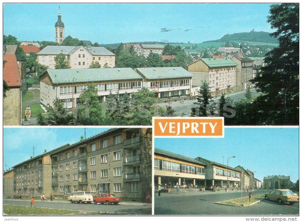 Vejprty - town in the Ore Mountains on the border with East Germany - architecture - Czechoslovakia - Czech - unused - JH Postcards