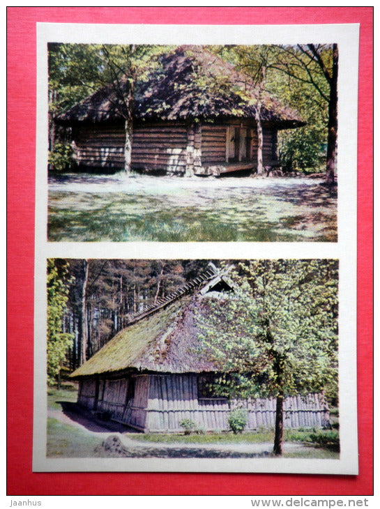 Fisherman`s Chimneyless House from Kurzeme - Shed from Vidzeme - The Ethnographic Open-Air Museum - Latvia USSR - unused - JH Postcards