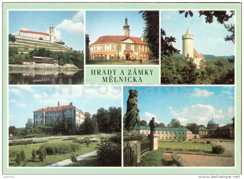 castles and chateaus of Melnicka - Melnik - Kokorin - Nelahozeves - Veltrusy - Czechoslovakia - Czech - unused - JH Postcards