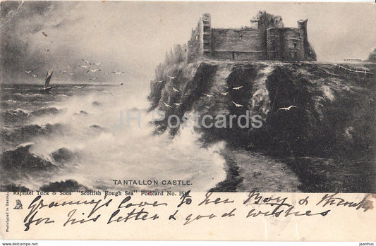 Tantallon Castle - Scottish Rough Sea - old postcard - 1902 - Scotland - United Kingdom - used - JH Postcards