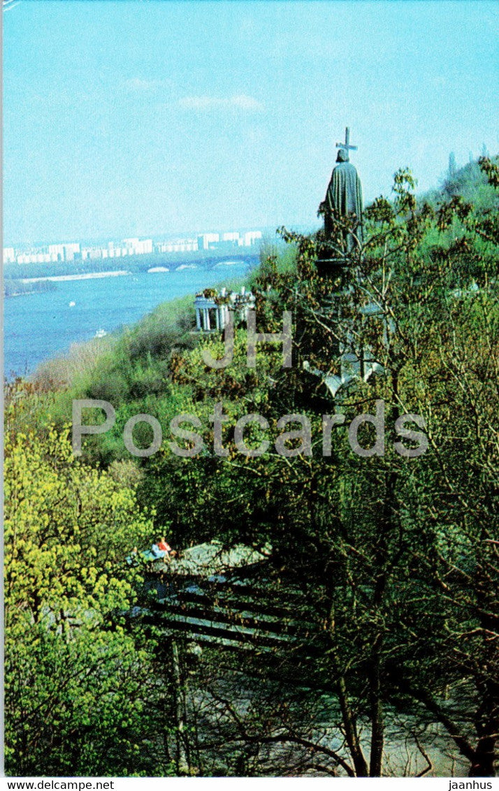 Kyiv - Kiev - monument to Prince Vladimir Sviatoslavitch on Vladimir Hill - 1975 - Ukraine USSR - unused - JH Postcards