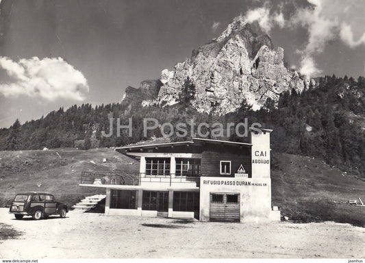 Dolomiti - Rifugio al passo Duran 1605 m - Cai Agordo - con il Sass del Duran 2520 m - car - 1963 - Italy - used - JH Postcards