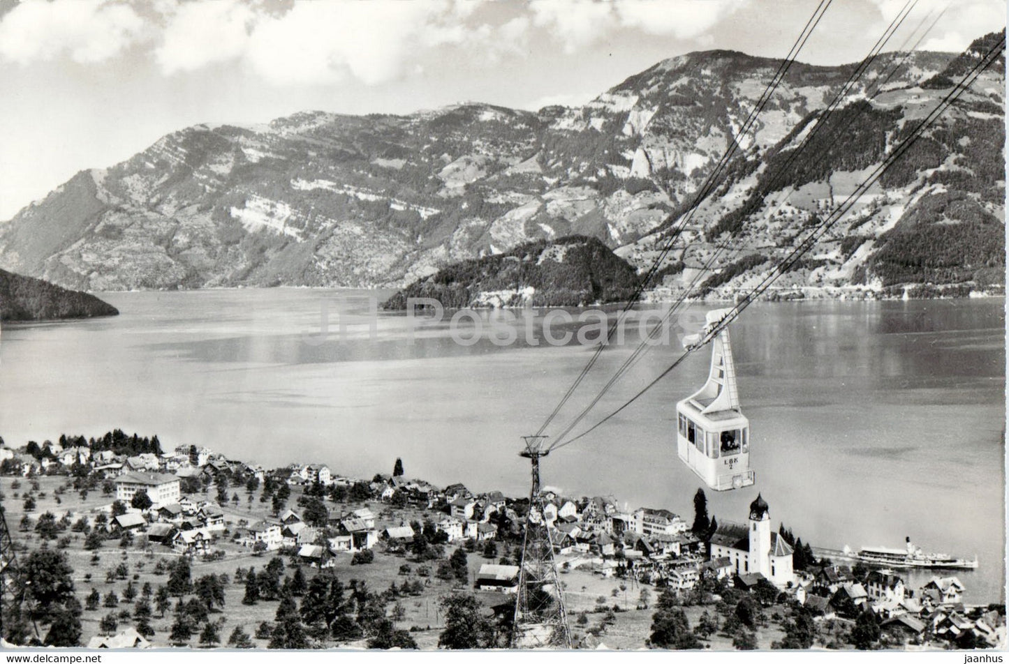 Beckenried mit Luftseilbahn nach Klewenalp 1600 m - cable car - 5580 - 1966 - Switzerland - used - JH Postcards