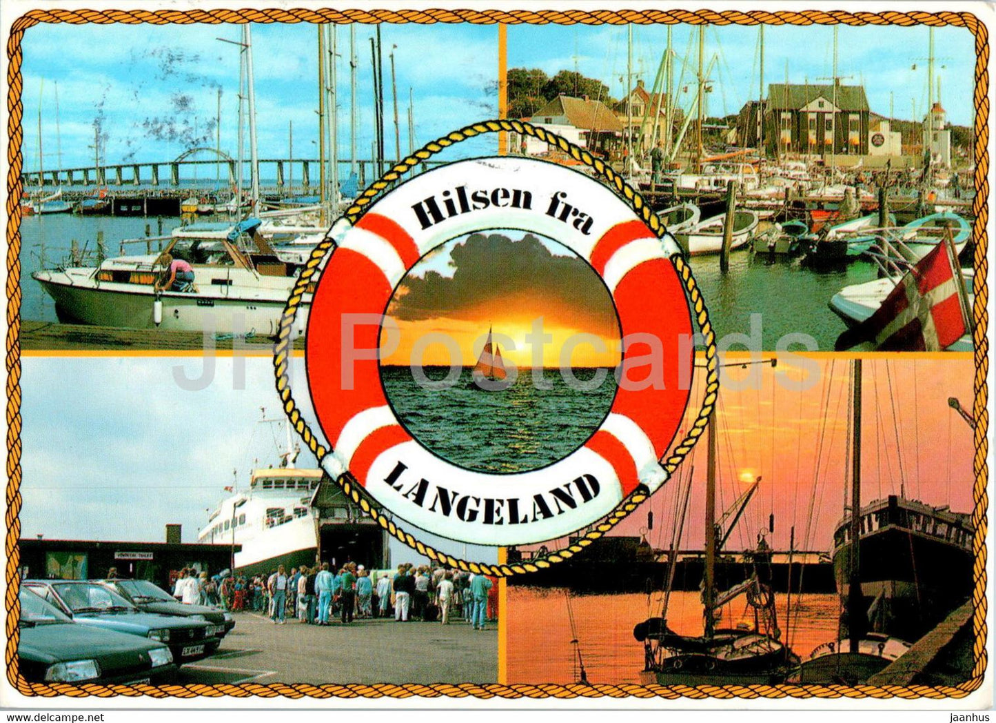 Hilsen fra Langeland - Lystbadehavnen - Lohals - Rudkobing - boat - Denmark - used - JH Postcards