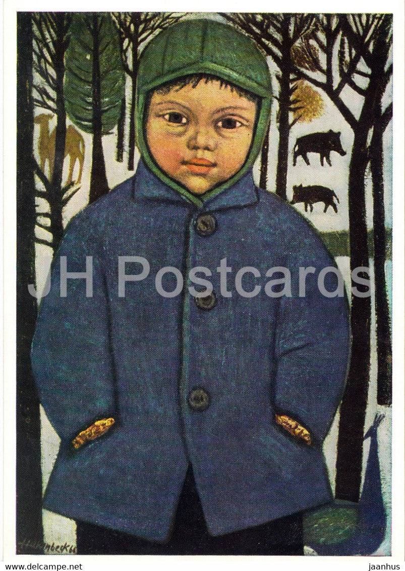 painting by Harald Hakenbeck - Peter im Tierpark - 811 - German art - Germany DDR - unused - JH Postcards