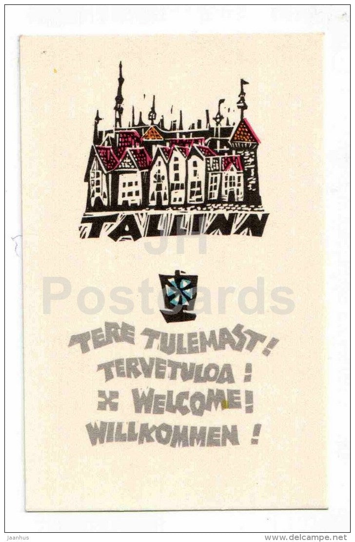 illustration by A. Vender - mini card - Welcome to Tallinn - Tallinn - 1967 - Estonia USSR - unused - JH Postcards