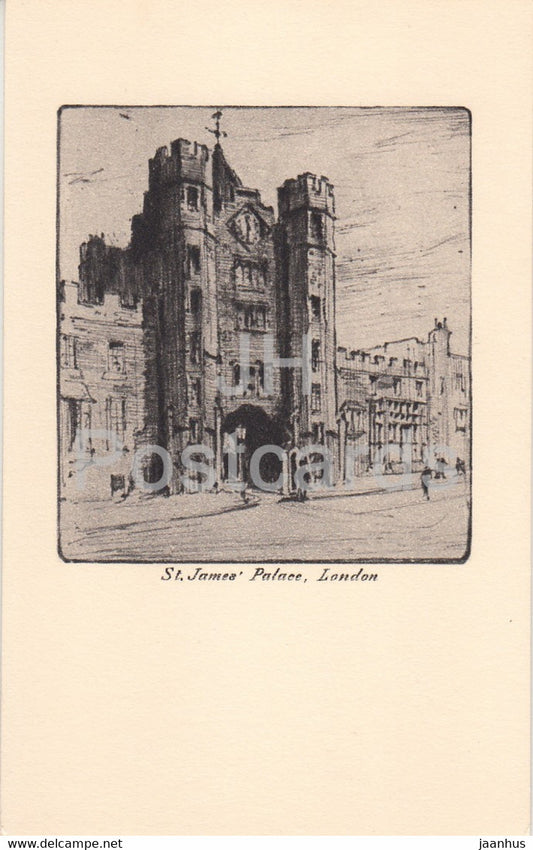 London - St James' Palace - illustration - J R Raphael Ltd - old postcard - England - United Kingdom - unused - JH Postcards