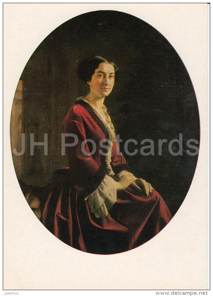 painting by S. Zaryanko - Portrait of Abamelik-Lazareva , 1854 - woman - Russian art - 1975 - Russia USSR - unused - JH Postcards