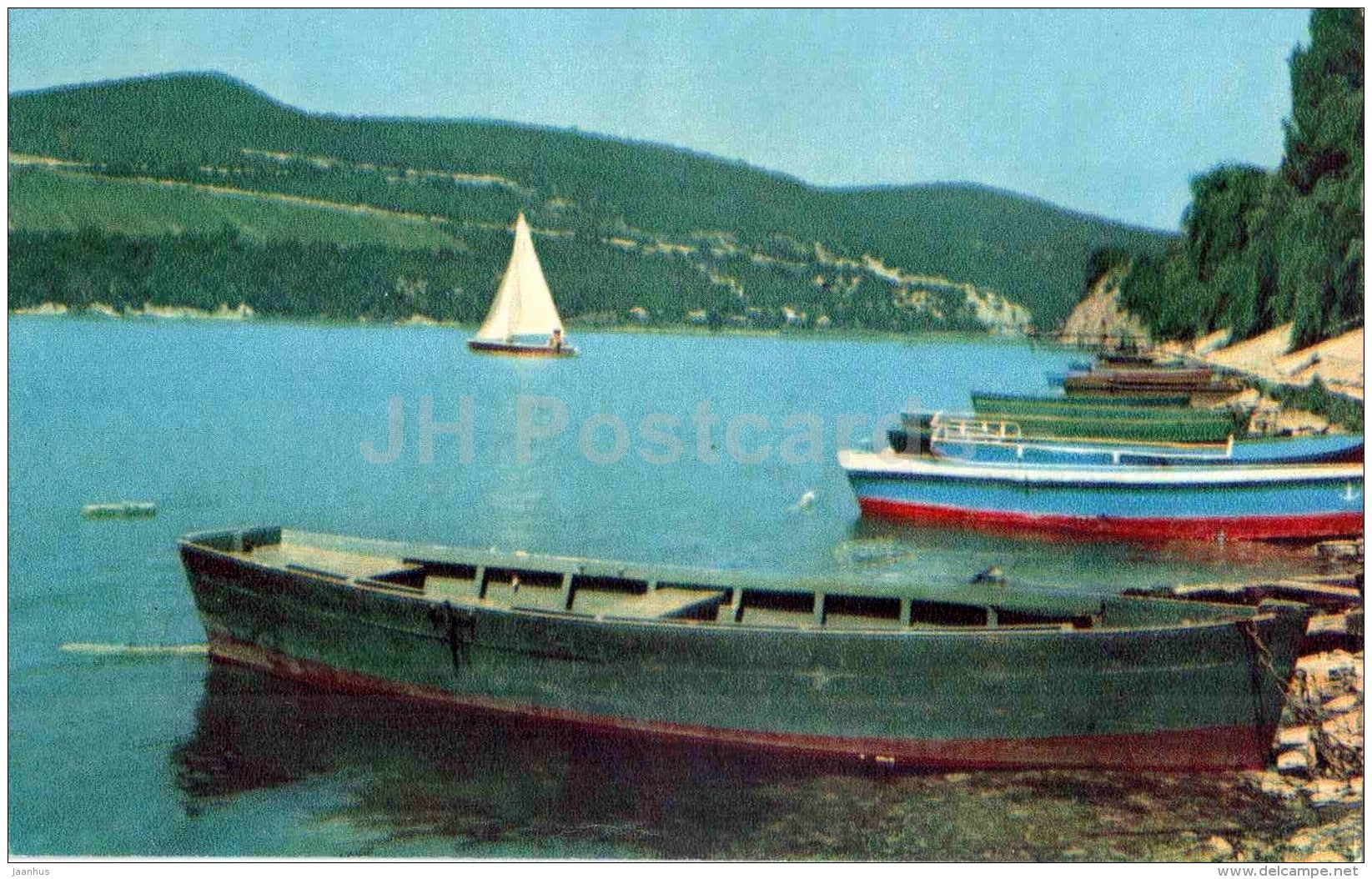 Abrau Durso lake - boat - Novorossiysk - 1971 - Russia USSR - unused - JH Postcards