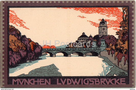 Munchen Ludwigsbrucke - Carl Kunst - Germany - unused - JH Postcards