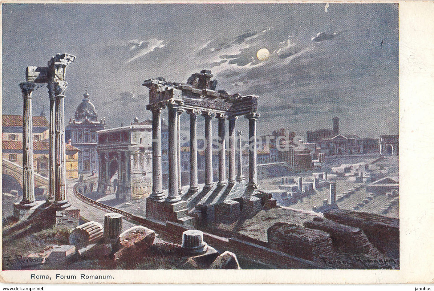 Roma - Rome - Forum Romanum - illustration by Perlberg - ancient - old postcard - 1914 - Italy - used - JH Postcards