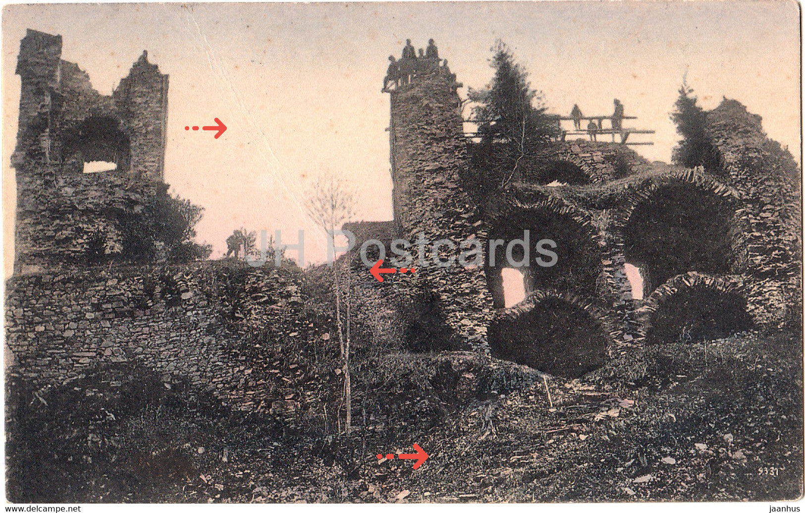 Zriceniny hradu Zubstyna - castle ruins - old postcard - Czech Republic - unused - JH Postcards