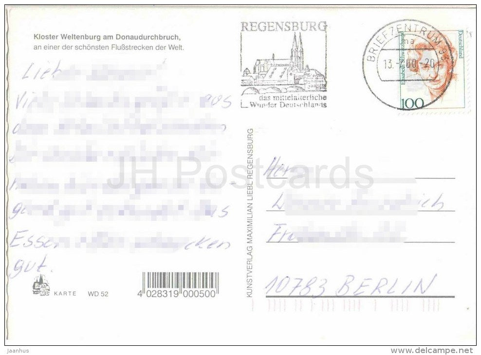 Kloster Weltenburg am Donaudurchbruch - WD 52 - Germany - 2000 gelaufen - JH Postcards