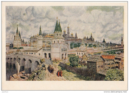 painting by V. Vasnetsov - The heyday of the Kremlin , 1922 - Moscow - Russian art - 1967 - Russia USSR - unused - JH Postcards