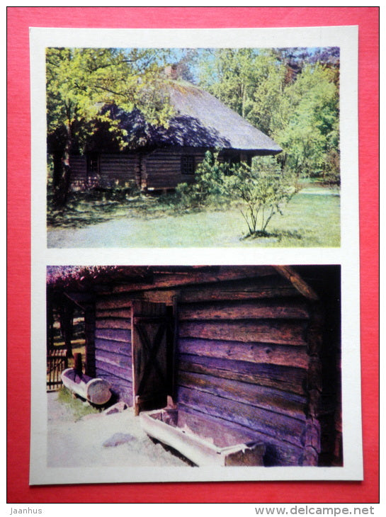 Catle-Shed from Riga district - Dwelling-house from Vidzeme The Ethnographic Open-Air Museum - Latvia USSR - unused - JH Postcards