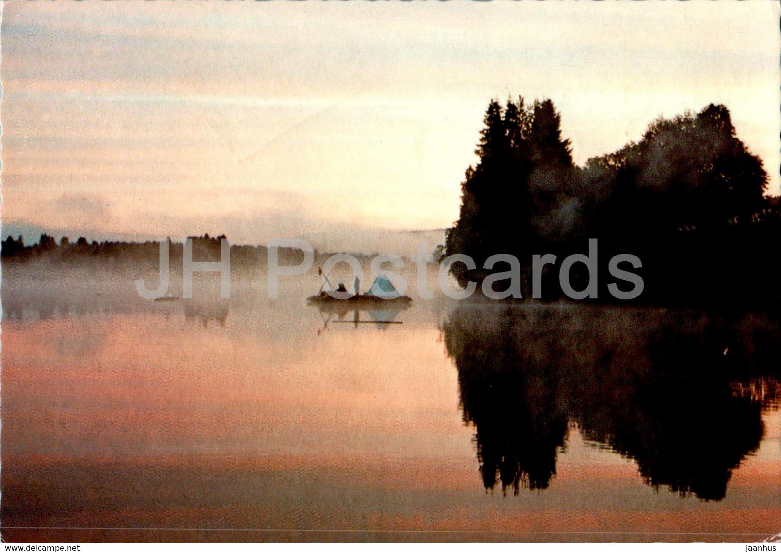 Ovre laralvdalen - Tidig morgon med flotte pa Klaran - Early morning with raft on Klarna - Sweden - used - JH Postcards