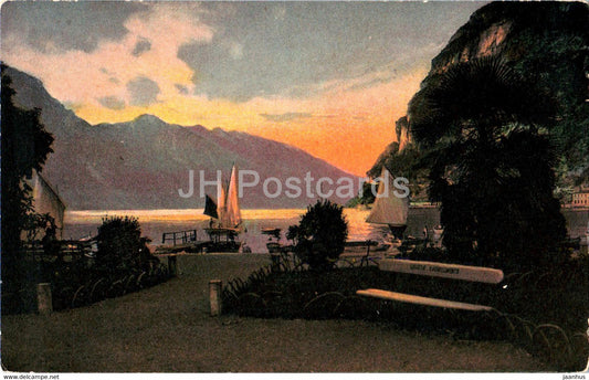 Riva - Gardasee - Uferpartie - boat - old postcard - Italy - unused - JH Postcards