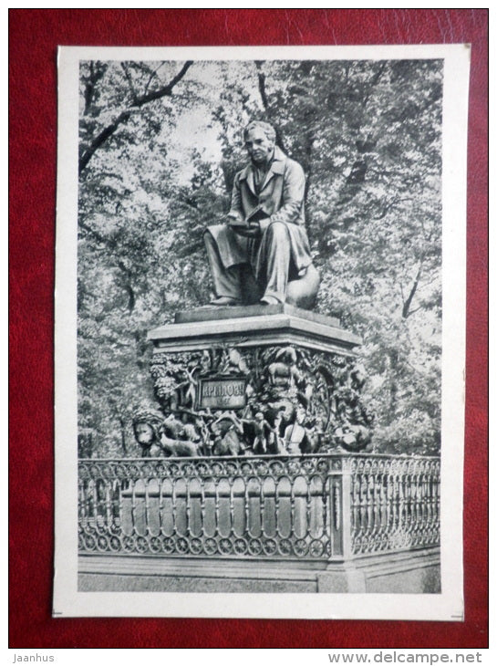 Monument to Krylov - Leningrad - St. Petersburg - 1961 - Russia USSR - unused - JH Postcards