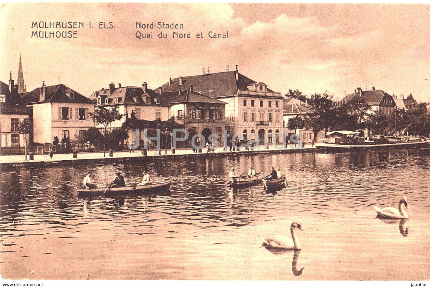 Mulhausen i Els - Mulhouse - Nord Staden - Quai du Nord et Canal - boat - 11 - old postcard - 1914 - France - used - JH Postcards