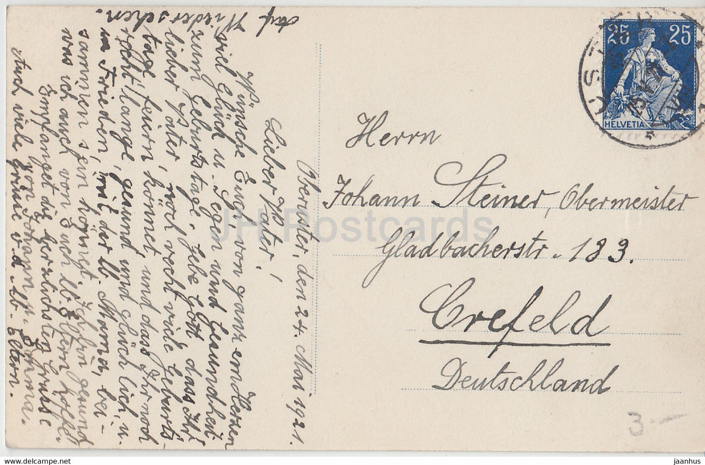 Birthday Greeting Card - Herzlichen Gluckwunsch zum Geburtstag - girl - RB 5101 - old postcard - 1921 - Germany - used