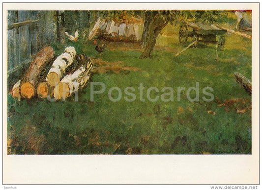 painting by S. Yakushevsky - In the Konstantinovo village , 1970 - Russian art - 1981 - Russia USSR - unused - JH Postcards