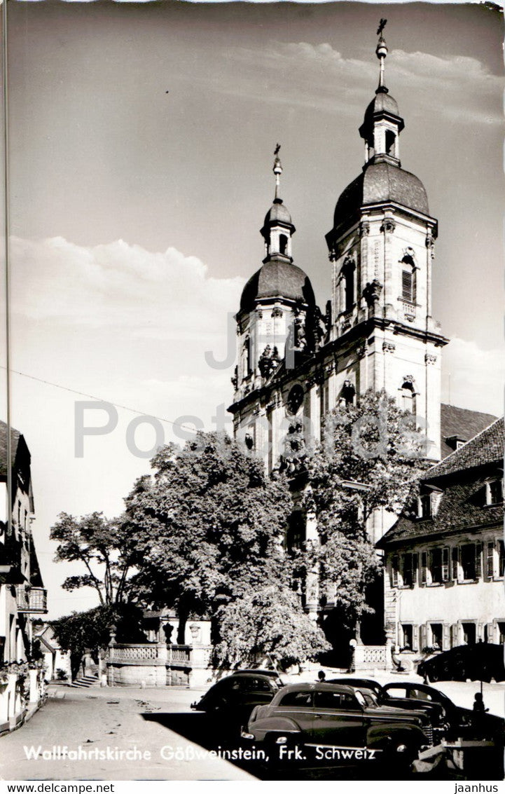 Wallfahrtskirche Gossweinstein - Frk Schweiz - old car - church - old postcard - Germany - unused - JH Postcards