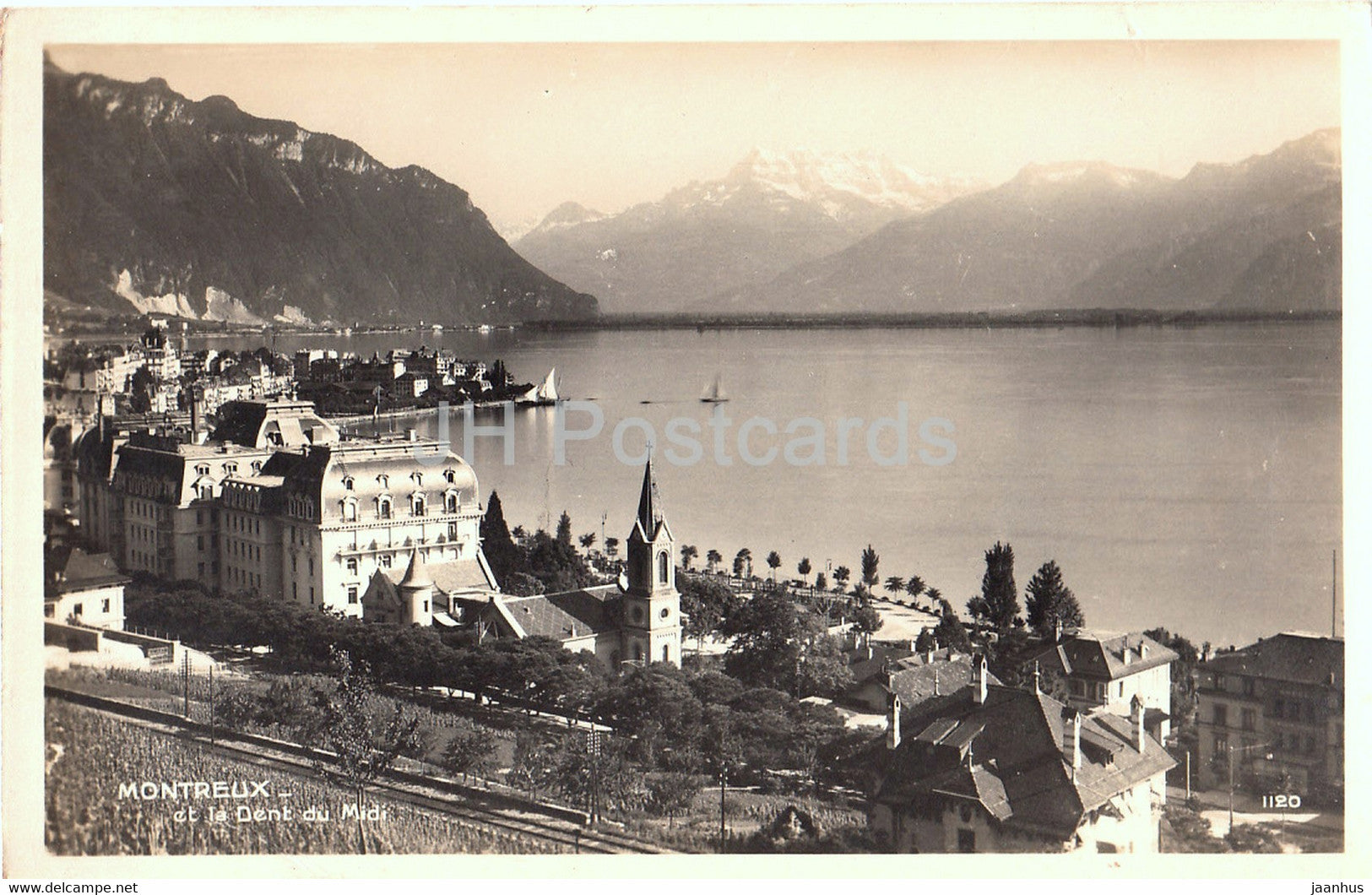 Montreux et la Dent du Midi - 1120 - old postcard - Switzerland - unused - JH Postcards