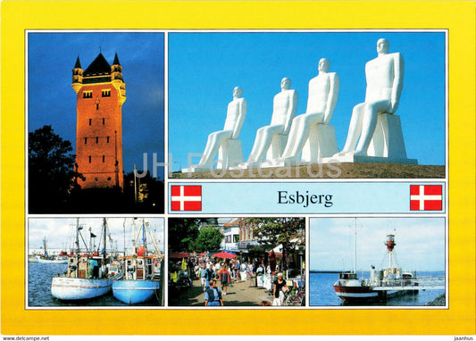 Esbjerg - ship - boat - sculpture groupe - multiview - multiview - Denmark - unused - JH Postcards