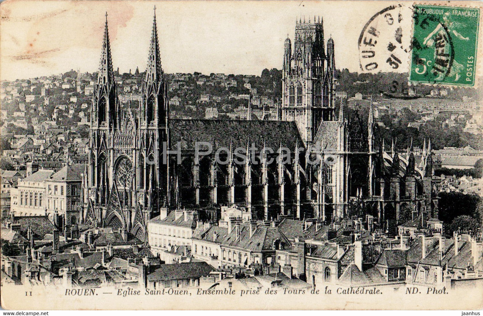 Rouen - Eglise Saint Ouen - Ensemble prise des Tours de la Cathedrale - cathedral - old postcard - 1915 - France - used - JH Postcards