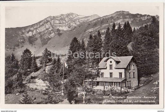 Ferienheim Neumunster - Kennelalp ob Mollis mit Neuenkamm - 1865 - Switzerland - 1942 - used - JH Postcards