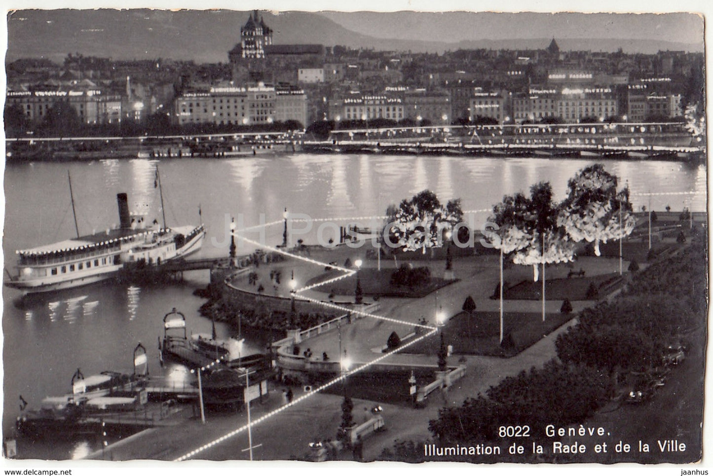 Geneve - Geneva - Illumination de la Rade et de la Ville - ship - 8022 - Switzerland - old postcard - unused - JH Postcards