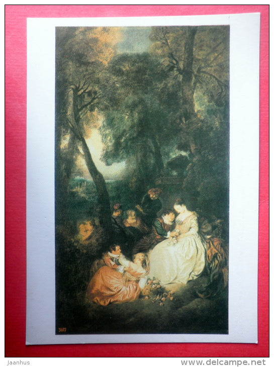 painting by Jean-Baptiste Pater - Scene in the Park - french art - unused - JH Postcards