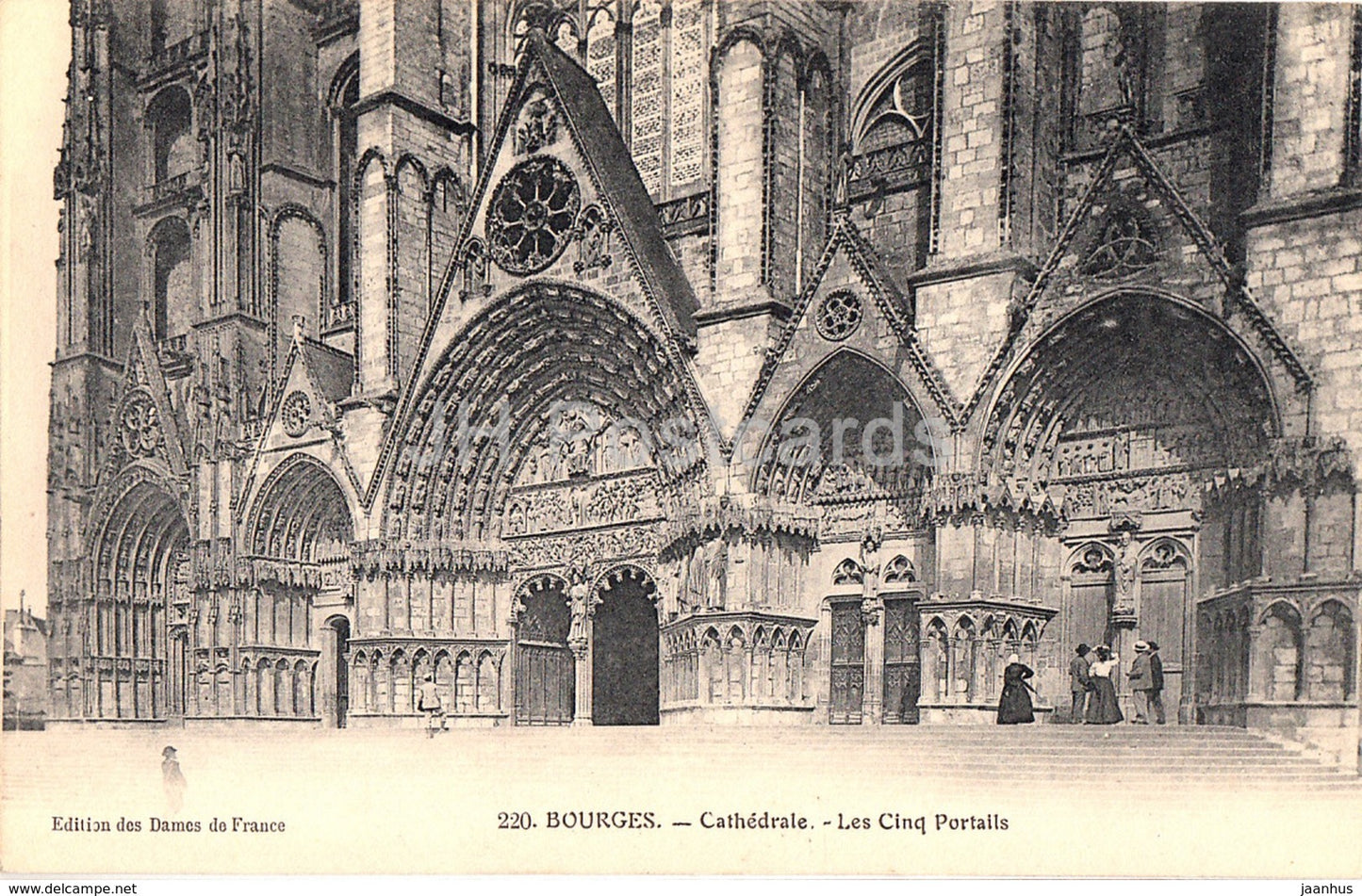 Bourges - Cathedrale - Le Cinq Portails - cathedral - 220 - old postcard - France - unused - JH Postcards