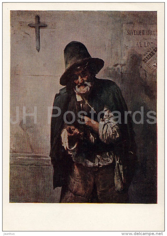 painting by P. Chistyakov - Roman beggar , 1867 - old man - Russian art - 1958 - Russia USSR - unused - JH Postcards