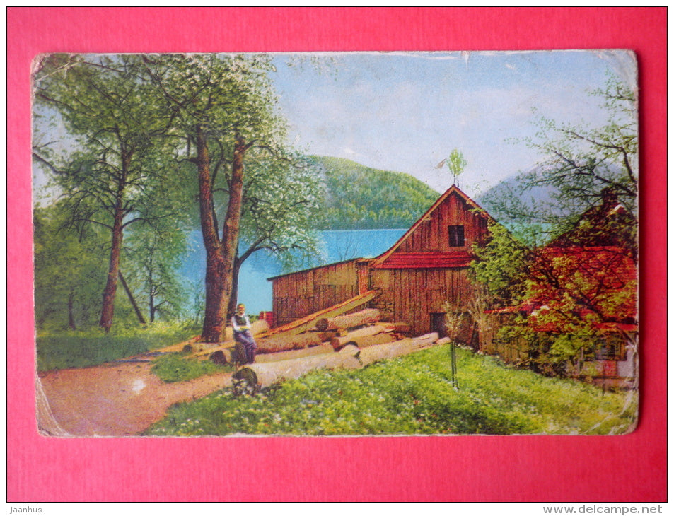 illustration - house - timber - Photochromie 535 - circulated in Estonia - JH Postcards