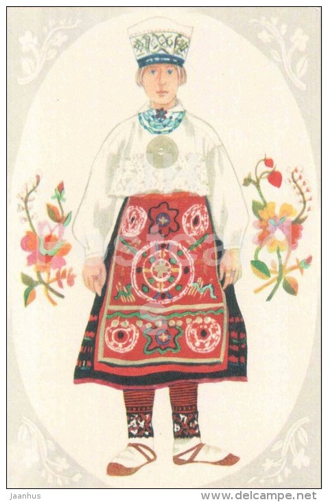 Estonian national costumes - folk - Jüri bride - woman - 1975 - Estonia USSR - unused - JH Postcards