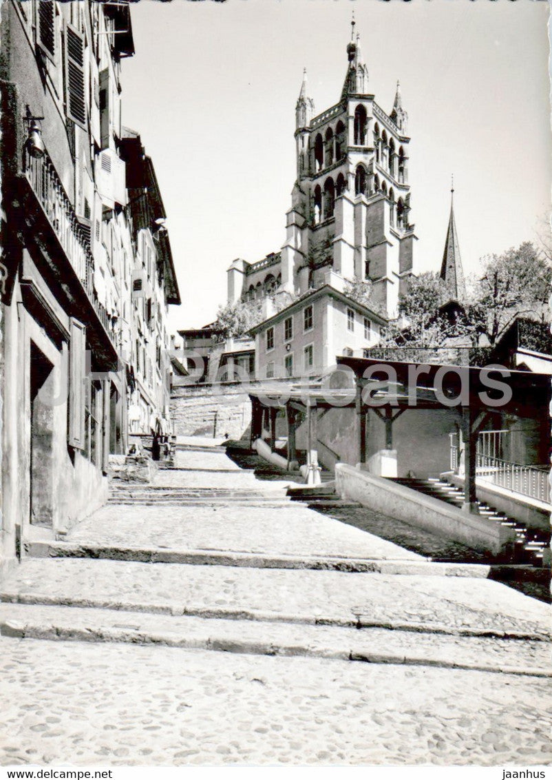 Lausanne - Cathedrale et Escalier du Marche - 337 - old postcard - 1951 - Switzerland - used - JH Postcards