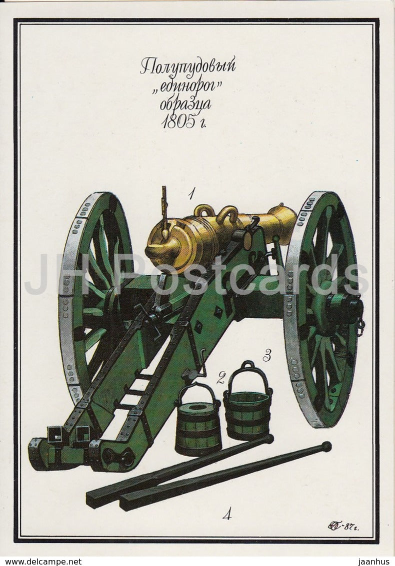 Cannon - military - Russian Army of 1812 - 1990 - Russia USSR - unused - JH Postcards