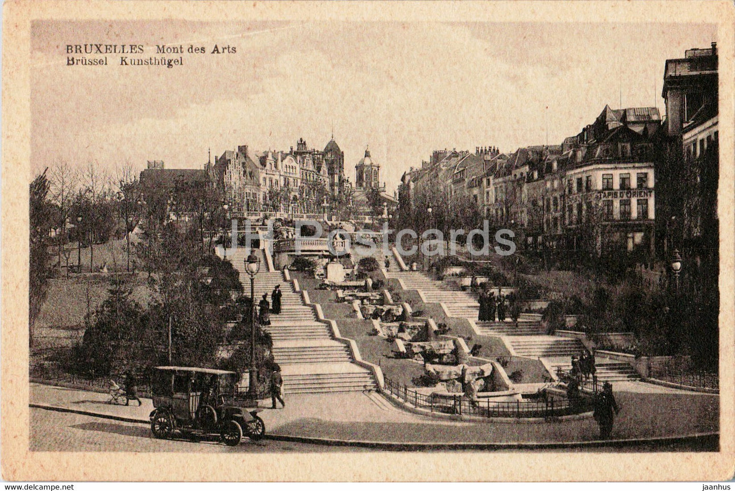 Bruxelles - Brussels - Mont des Arts - Kunsthugel - old car - old postcard - Belgium - unused - JH Postcards