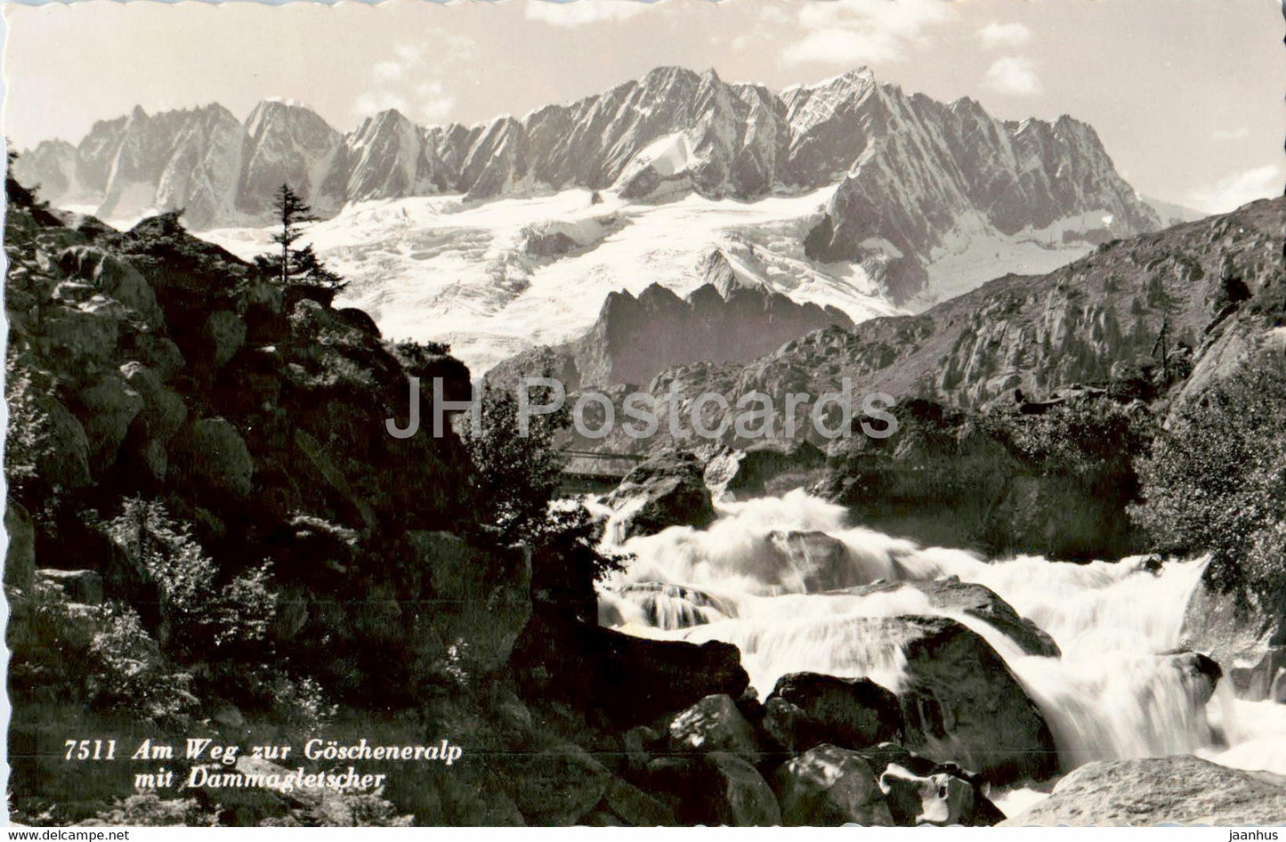 Am Weg zur Goscheneralp mit Dammagletscher - 7511 - old postcard - Switzerland - unused - JH Postcards