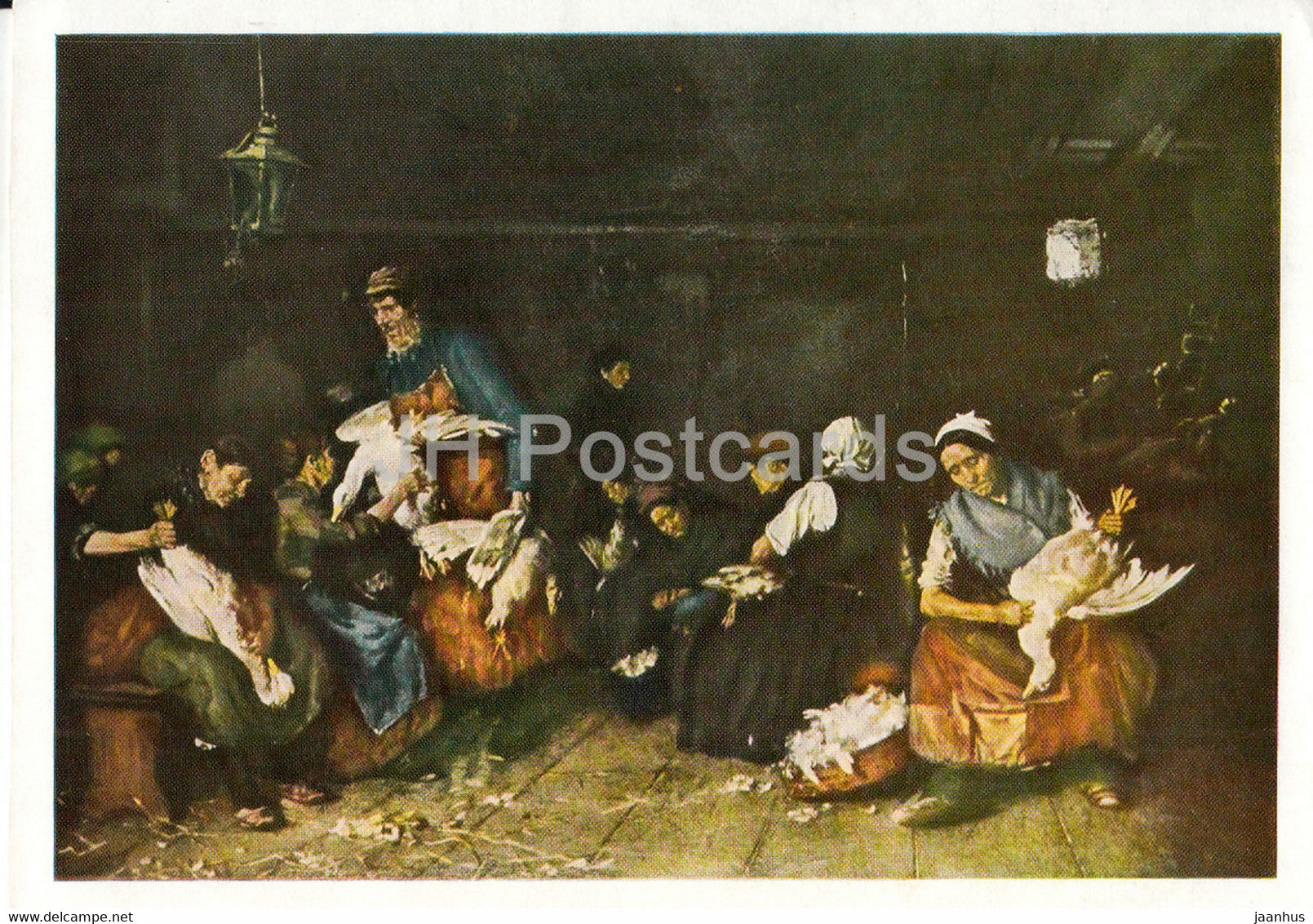 painting by Max Liebermann - Ganserupferinnen - Goose pluckers - German art - 1973 - Germany DDR - unused - JH Postcards