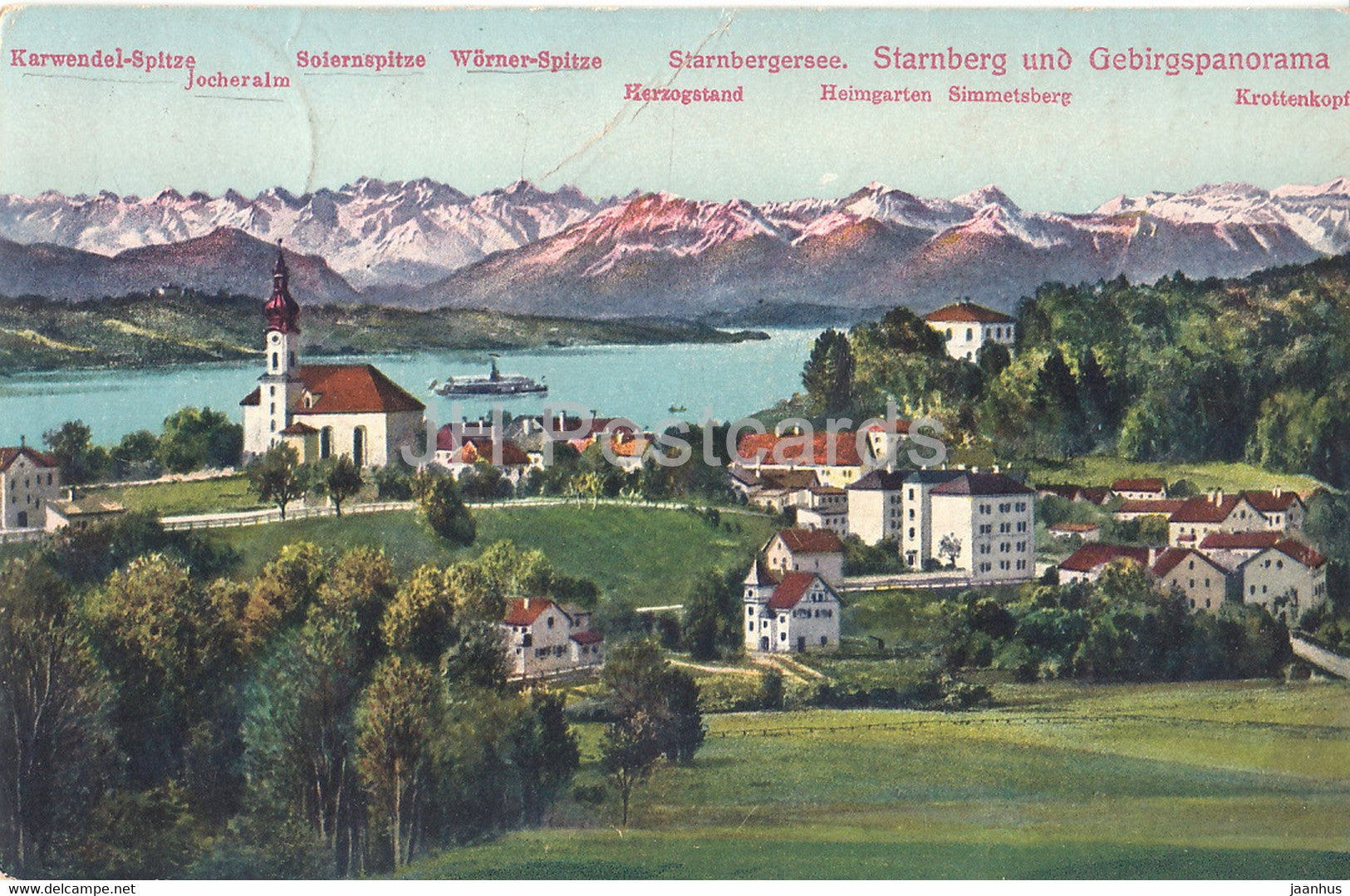 Starnberg und Gebirgspanorama - old postcard - 1912 - Germany - used - JH Postcards