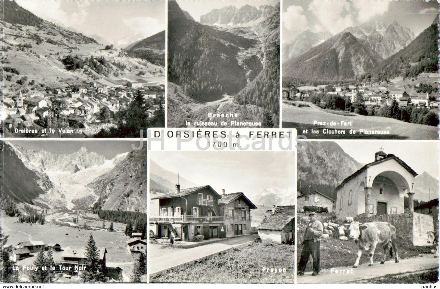 D'Orsieres a Ferret 1700 m - 4367 - old postcard - Switzerland - unused - JH Postcards