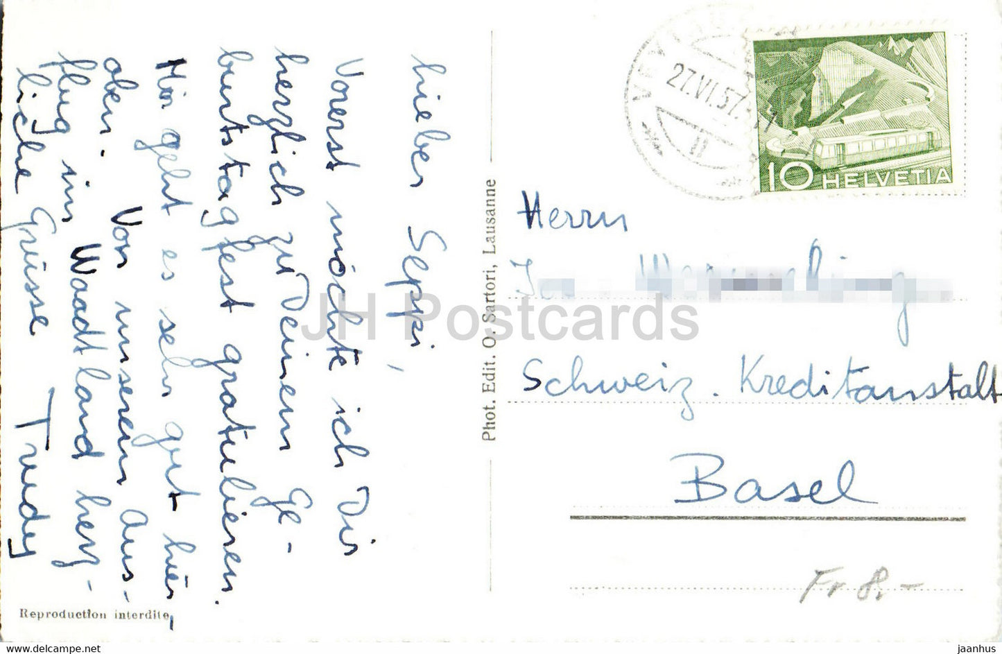 Barboleusaz 1225 m - 5125 - old postcard - 1957 - Switzerland - used