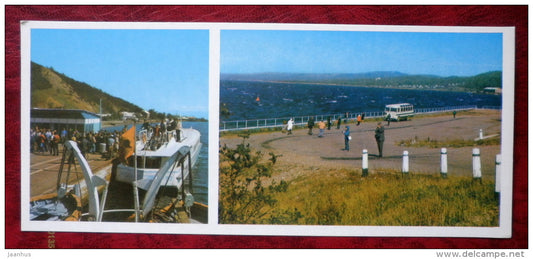 Listvyanka settlement - Angara river - ship - on Lake Baikal - 1975 - Russia USSR - unused - JH Postcards