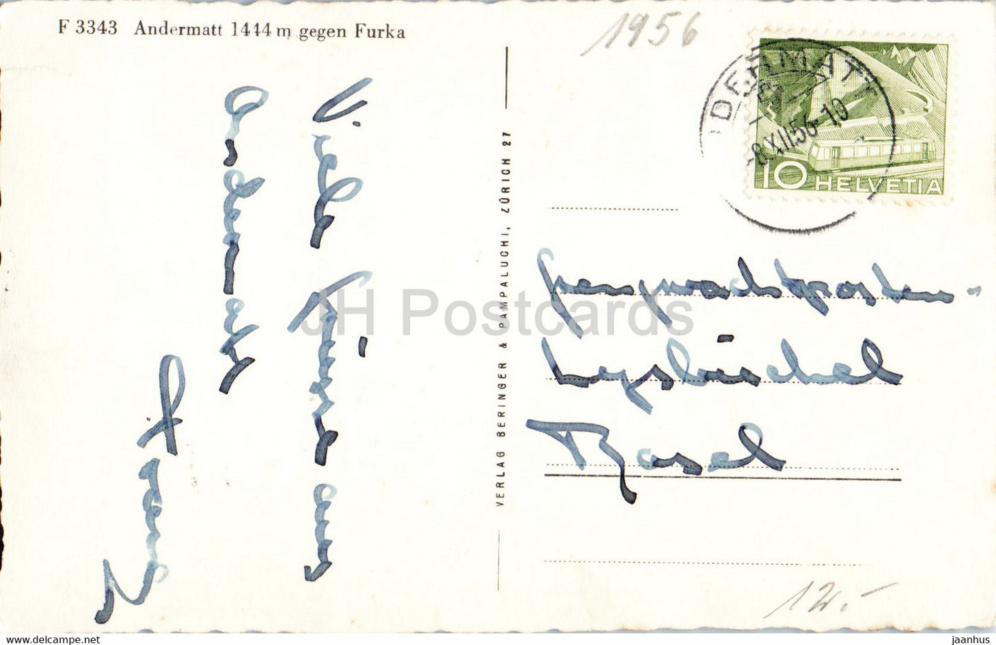 Andermatt 1444 m gegen Furka - F3343 - alte Postkarte - 1956 - Schweiz - gebraucht