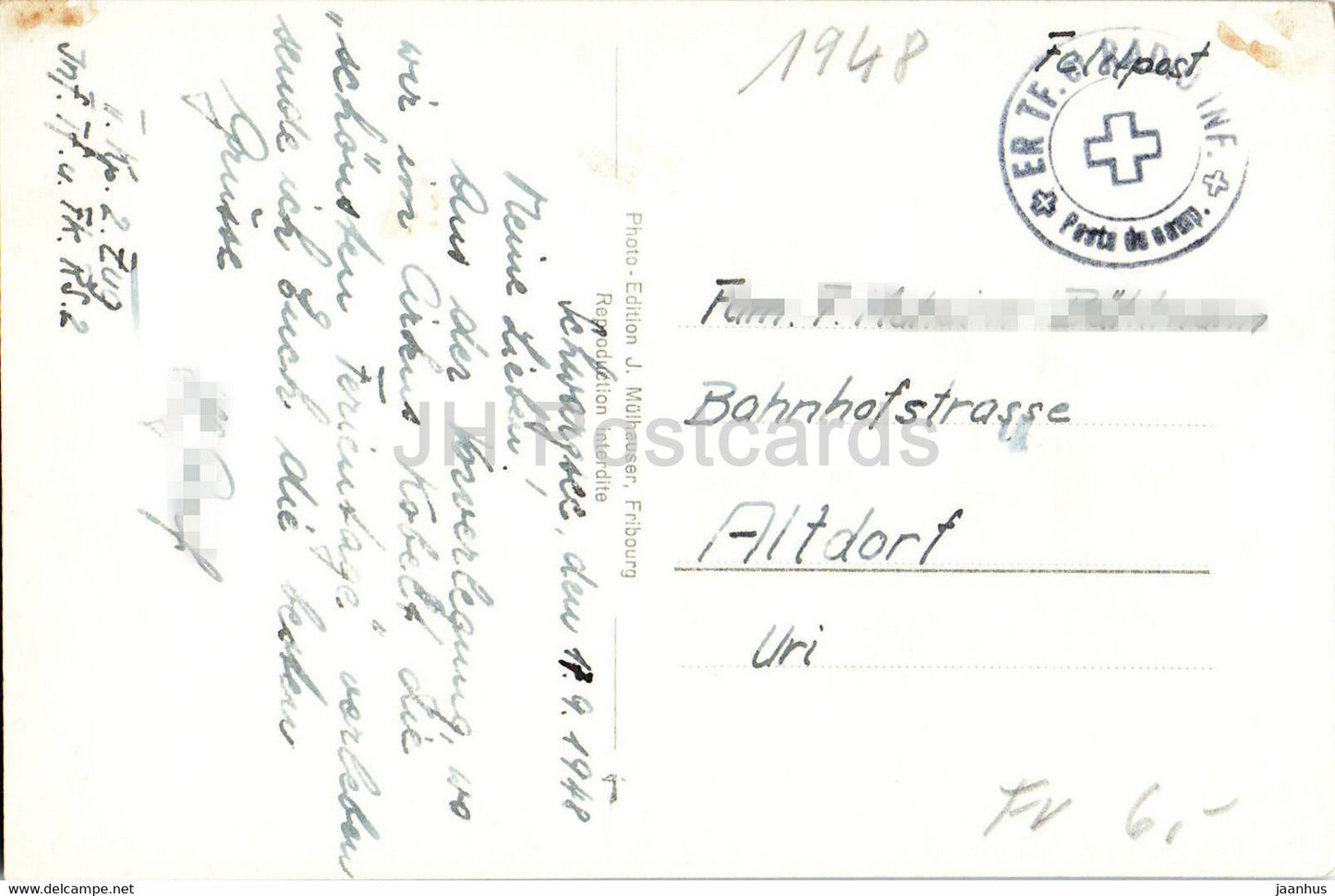 Schwarzsee - old postcard - 1948 - Switzerland - used