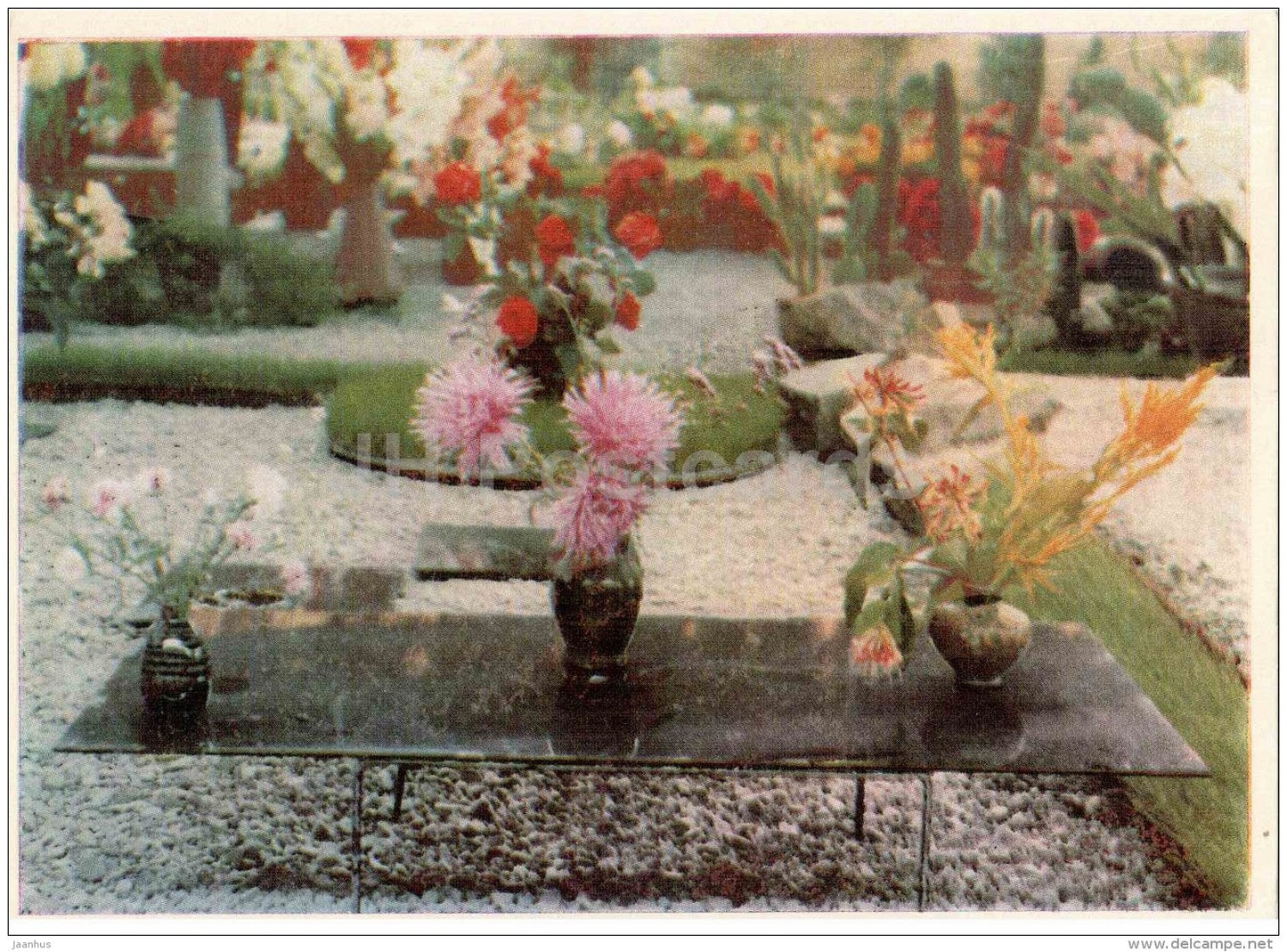 flower composition Morning , Day , Evening - 1963 - Lithuania USSR - unused - JH Postcards